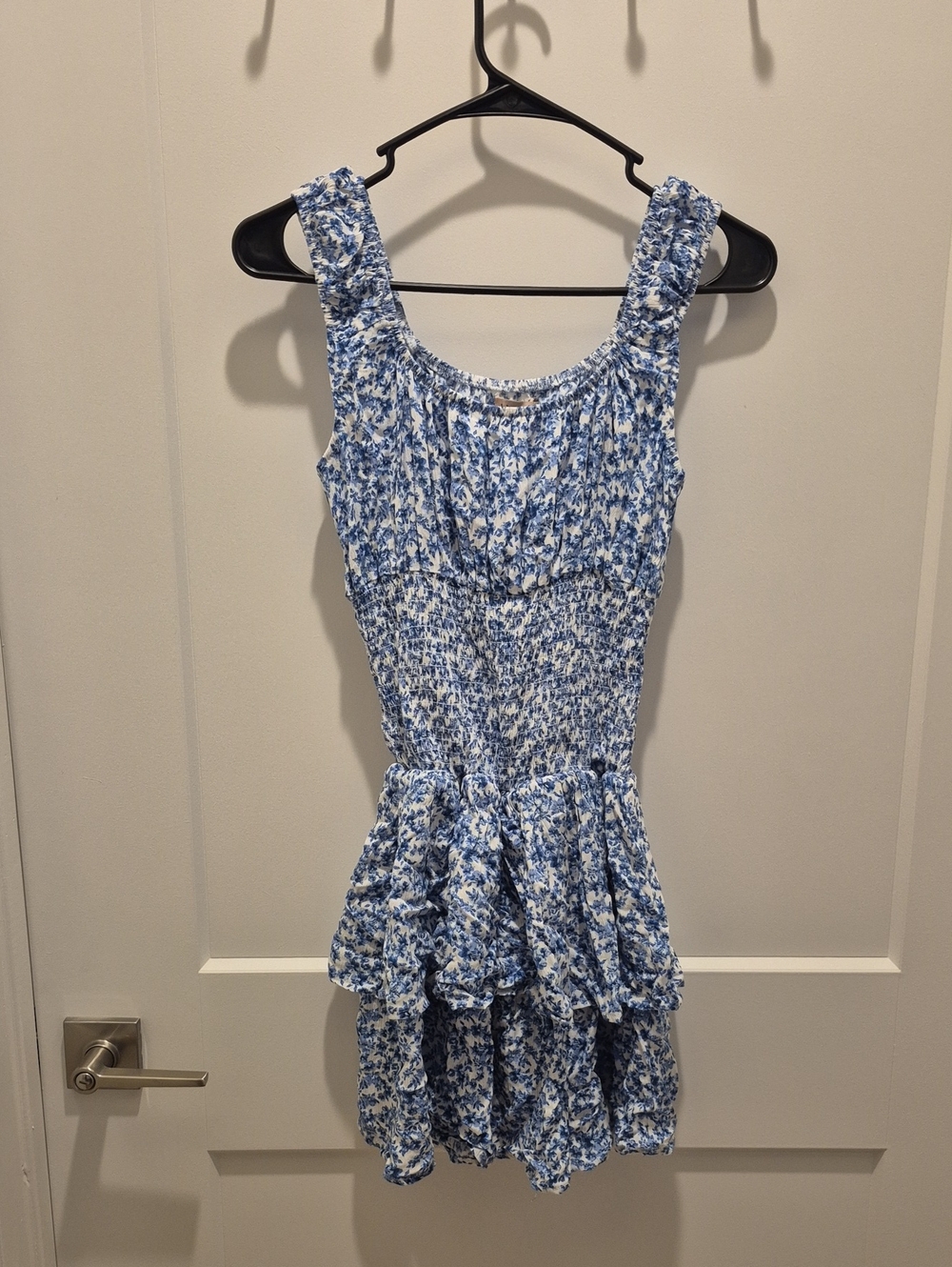 Blue Floral Smocked Camisole Dress - Women